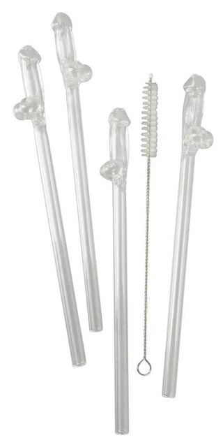 Penisformade Glassugrör 4-pack