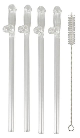 Penisformade Glassugrör 4-pack