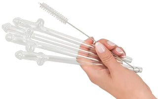 Penisformade Glassugrör 4-pack