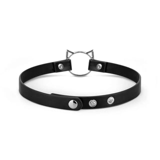 Svart Konsterläder Chocker Med Fäste