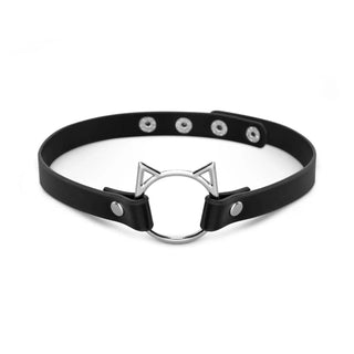 Svart Konsterläder Chocker Med Fäste