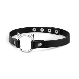 Svart Konsterläder Chocker Med Fäste