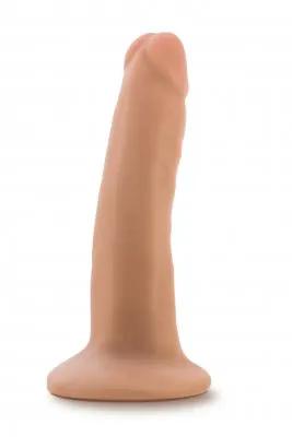 Dr.Skin 14 cm Dildo, med Triple Density Engineering och en realistisk beige silikondesign, visas upprätt på en vit bakgrund.